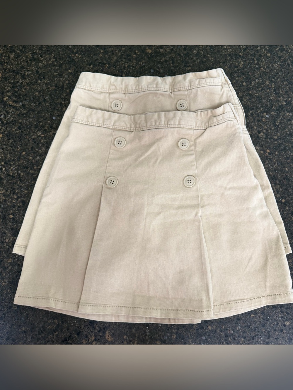 Children’s Place Khaki Tan School Uniform BUNDLE LOT SET Girls Skort Skirt Short